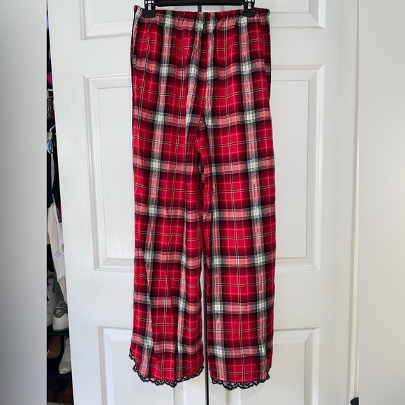 Victoria Secret Red Plaid Pajama Pants-Size Medium-Drawstring-Pockets - Picture 2 of 4
